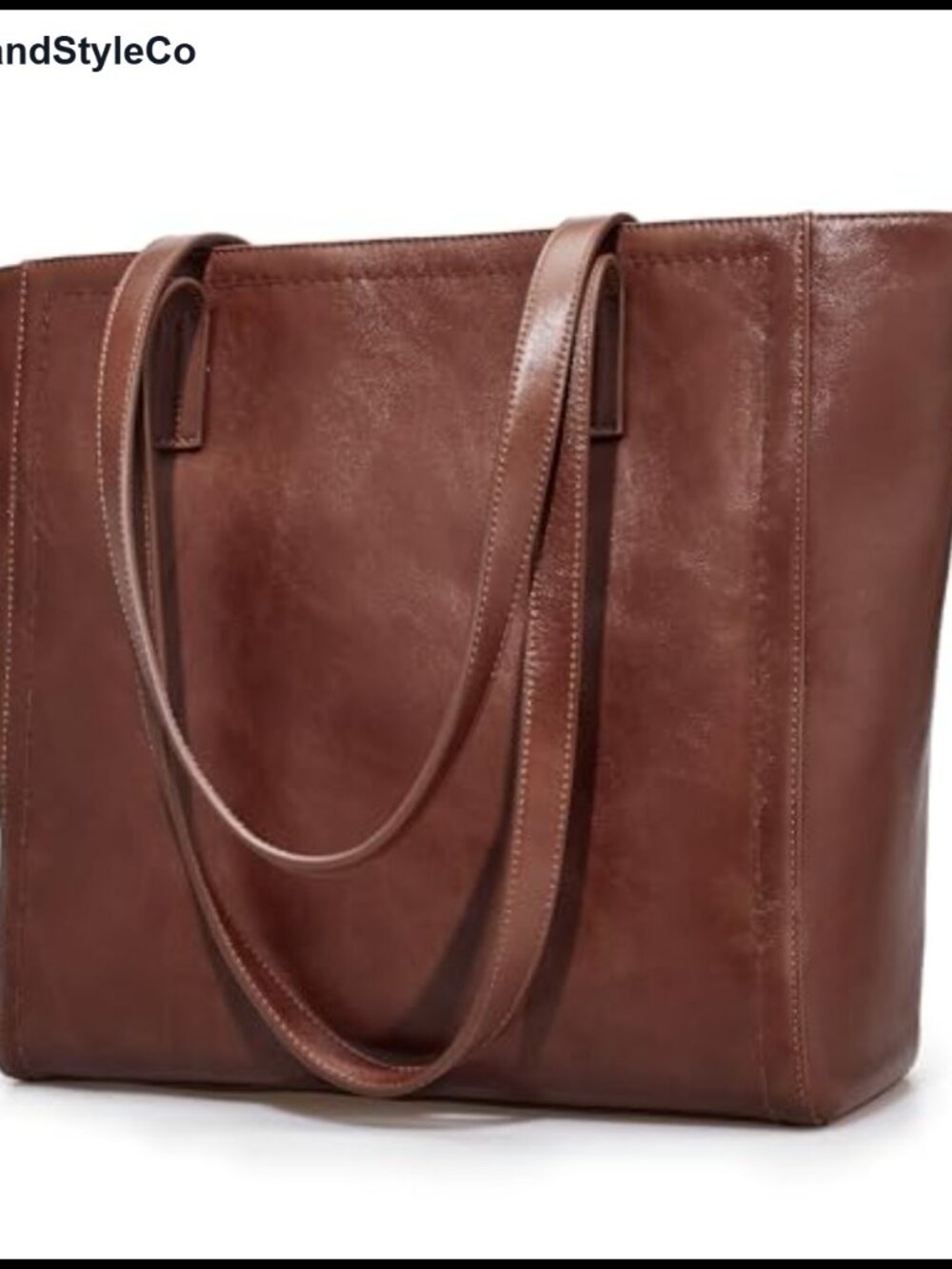 Vintage Genuine Leather Work Tote 14" Laptop Shoulder Bag